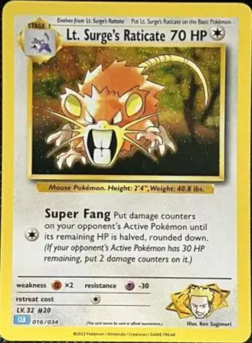 LT. Surge's Raticate - Pokemon TCG Classic: Blastoise Deck #16