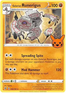 Galarian Runerigus #102 - Pokemon Trick or Trade 2023
