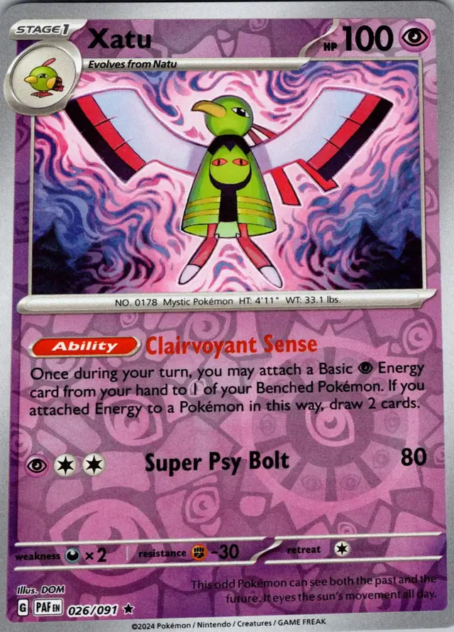 Xatu [Reverse Holo] - Pokemon Paldean Fates #26