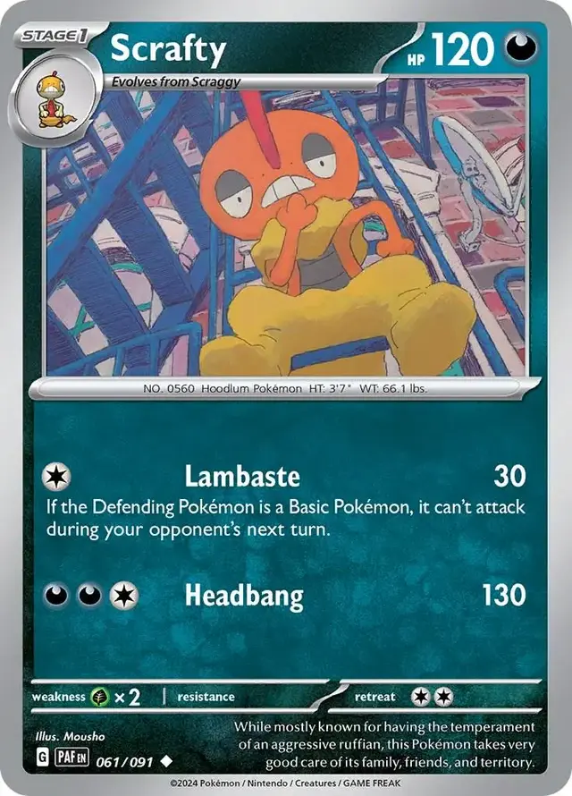 Scrafty - Pokemon Paldean Fates #61