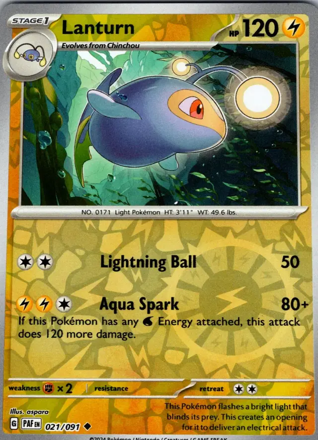 Lanturn [Reverse Holo] - Pokemon Paldean Fates #21