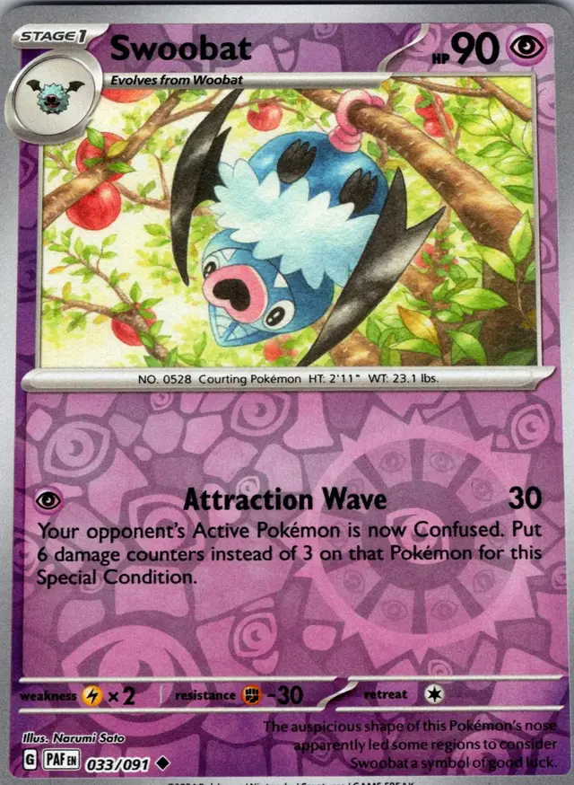 Swoobat [Reverse Holo] - Pokemon Paldean Fates #33