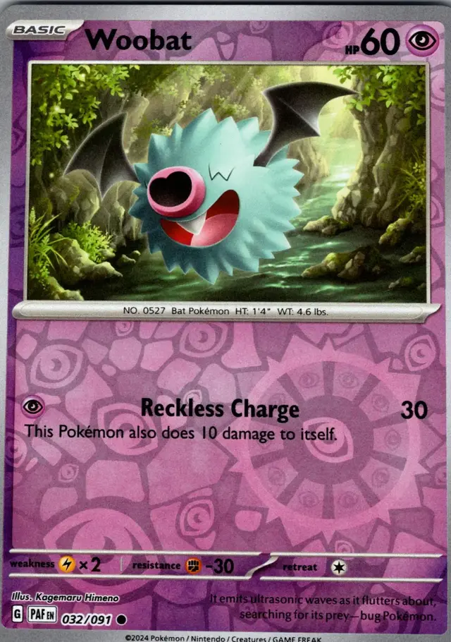 Woobat [Reverse Holo] - Pokemon Paldean Fates #32