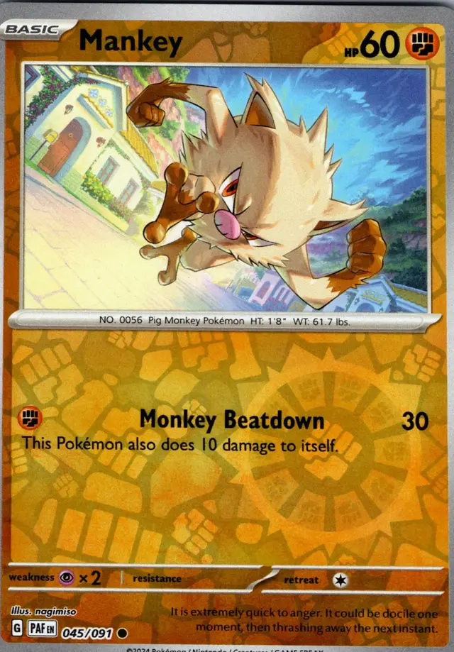 Mankey [Reverse Holo] - Pokemon Paldean Fates #45