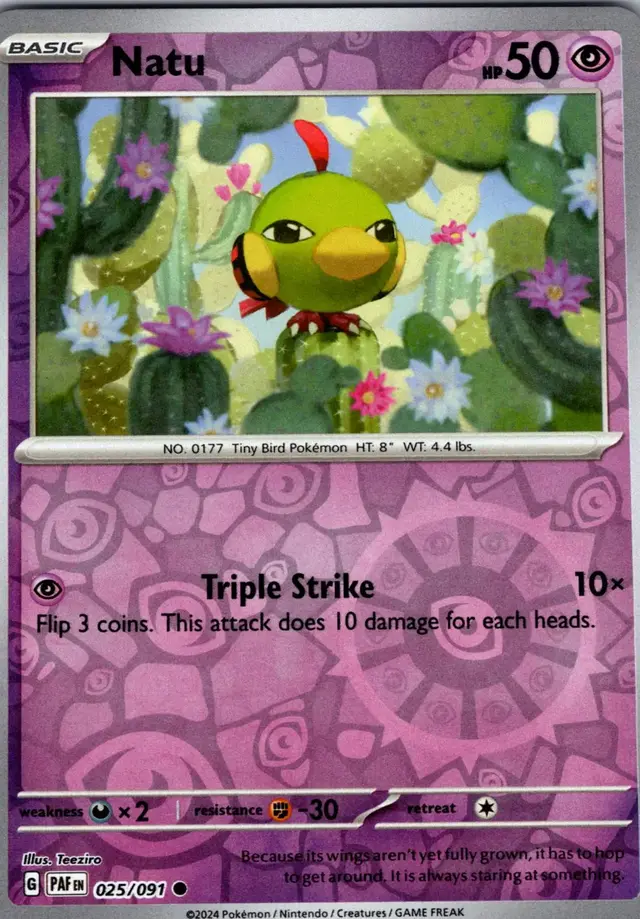 Natu [Reverse Holo] - Pokemon Paldean Fates #25