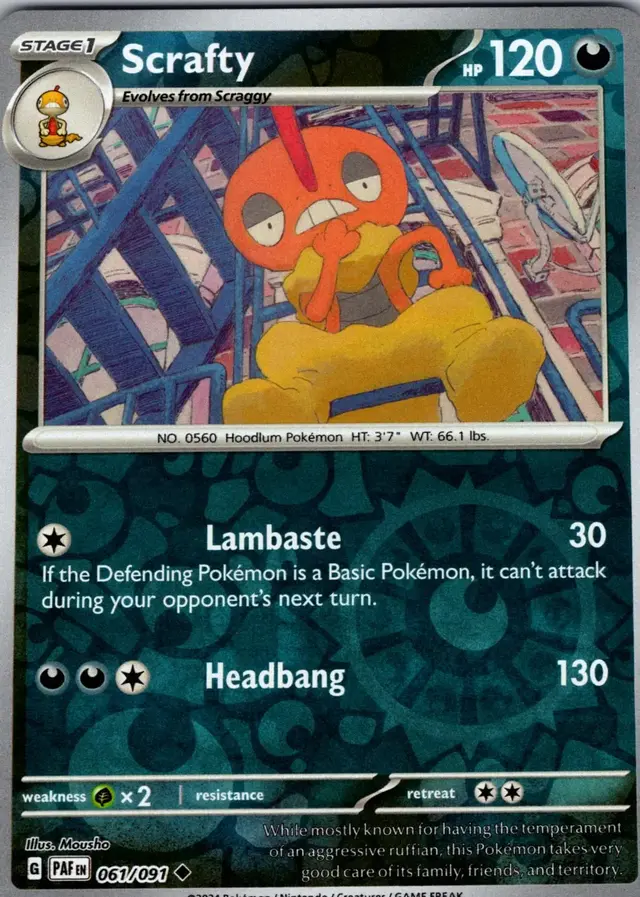 Scrafty [Reverse Holo] - Pokemon Paldean Fates #61