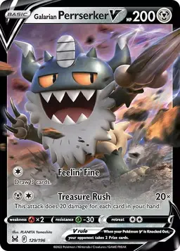 Galarian Perrserker V 129 - Pokemon Lost Origin