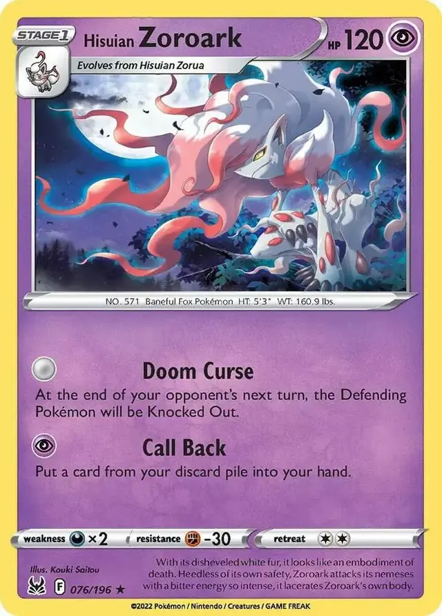 Hisuian Zoroark [Holo] - Pokemon Lost Origin #76