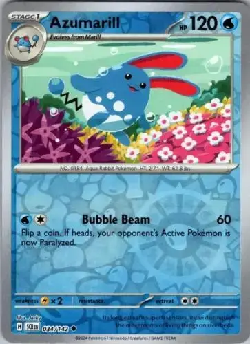 Azumarill [Reverse Holo] - Pokemon Stellar Crown #34