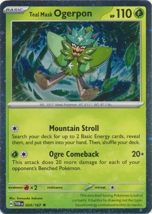 Teal Mask Ogerpon [Cosmos Holo] - Pokemon Twilight Masquerade #24