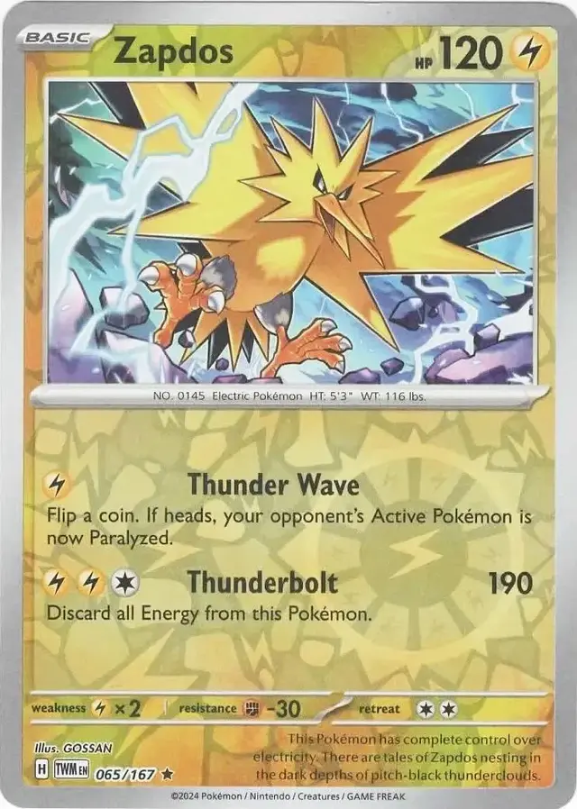 Zapdos [Reverse Holo] - Pokemon Twilight Masquerade #65