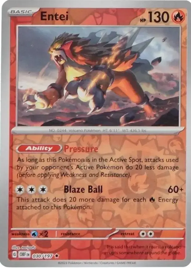Entei [Reverse Holo] - Pokemon Obsidian Flames #30