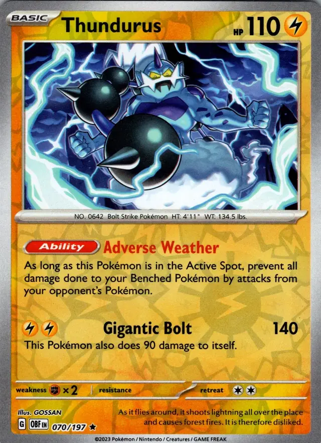 Thundurus [Reverse Holo] - Pokemon Obsidian Flames #70