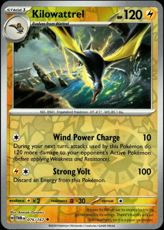 Kilowattrel [Reverse Holo] - Pokemon Twilight Masquerade #76