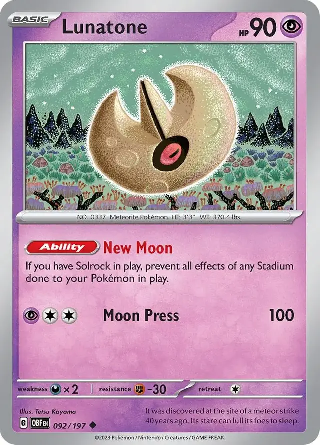 Lunatone - Pokemon Obsidian Flames #92