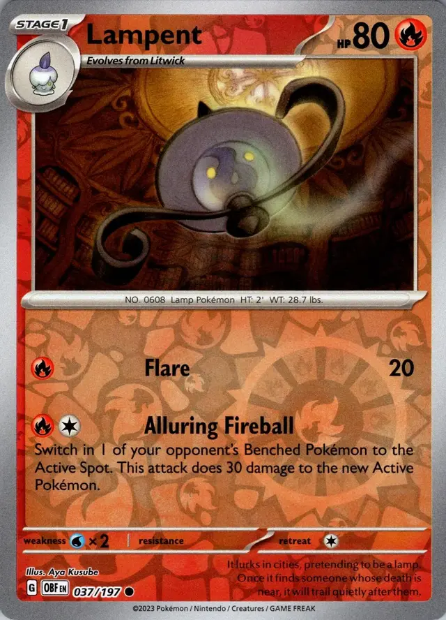 Lampent [Reverse Holo] - Pokemon Obsidian Flames #37