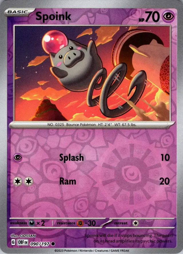 Spoink [Reverse Holo] - Pokemon Obsidian Flames #90