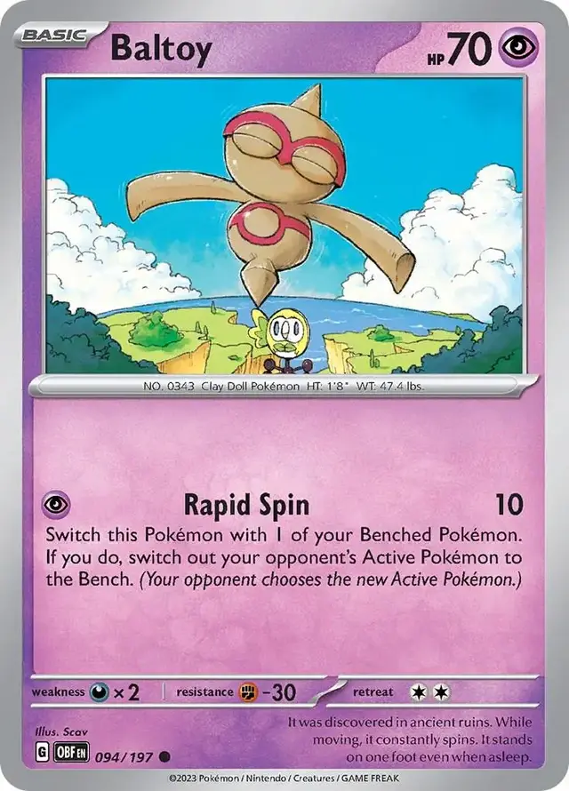 Baltoy - Pokemon Obsidian Flames #94