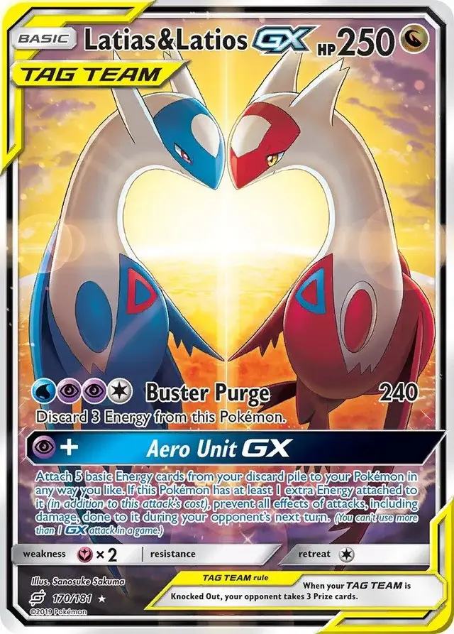 Pokemon Team Up set - most valuable card artwork (Latias & Latios GX)