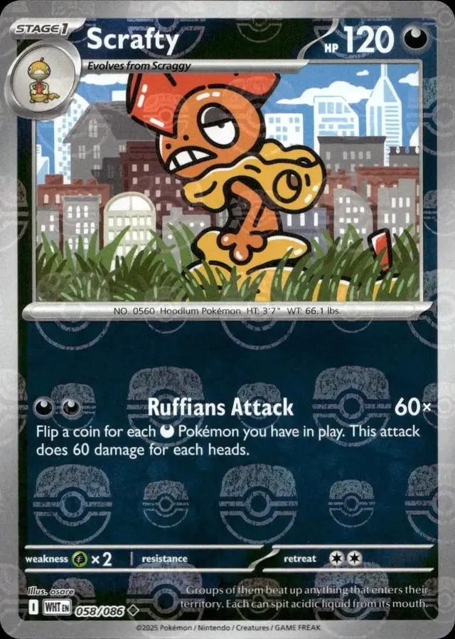 Scrafty [Master Ball] - Pokemon White Flare #58