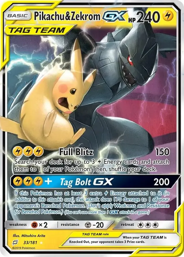 Pikachu & Zekrom GX - Pokemon Team Up #33