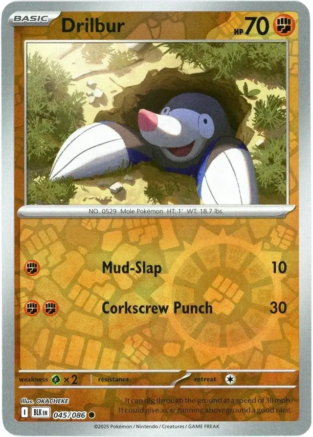 Drilbur [Reverse] - Pokemon Black Bolt #45
