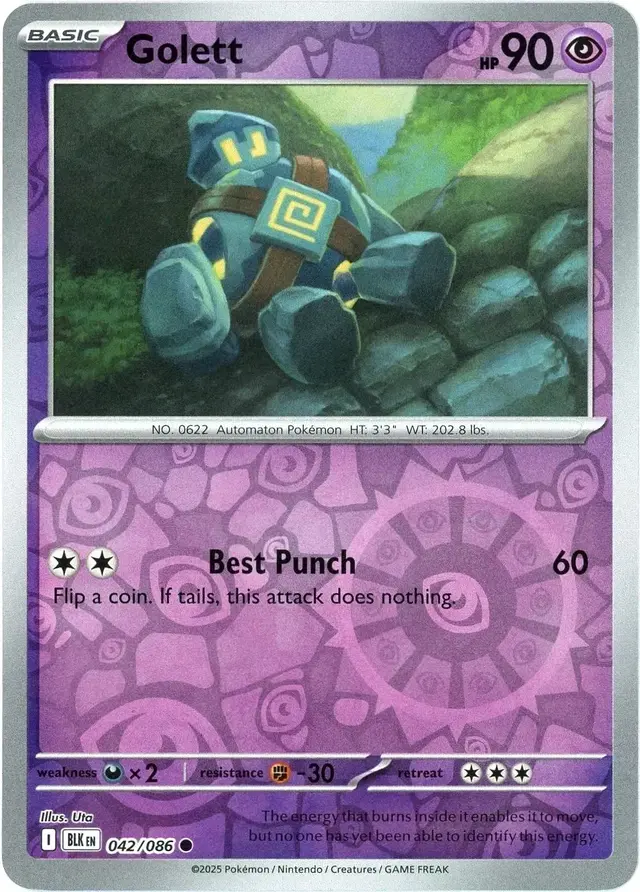 Golett [Reverse] - Pokemon Black Bolt #42