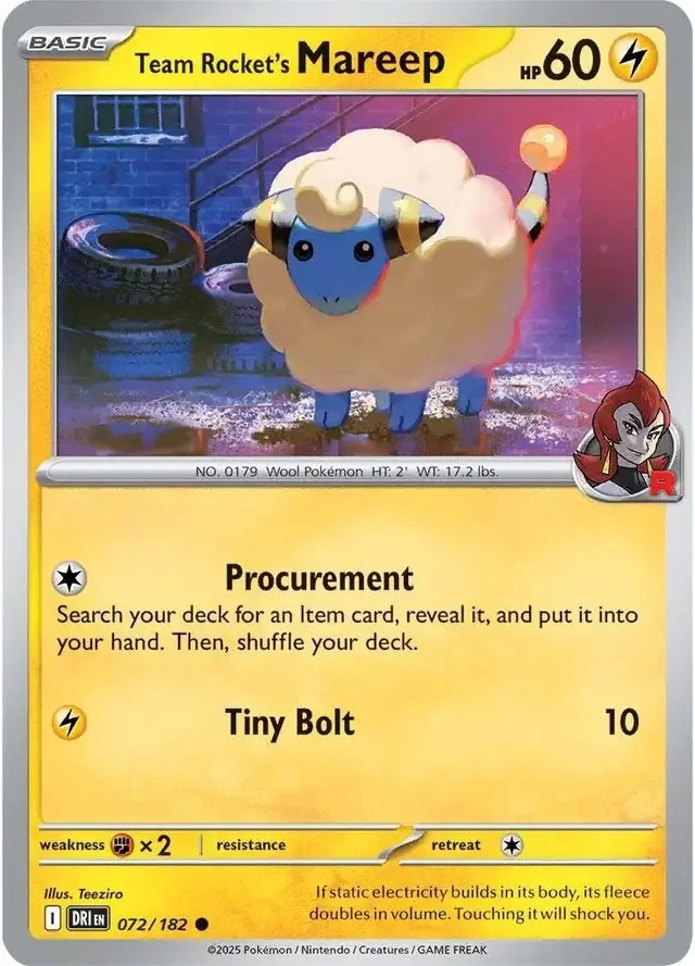 Team Rocket's Mareep - Pokemon Destined Rivals #72