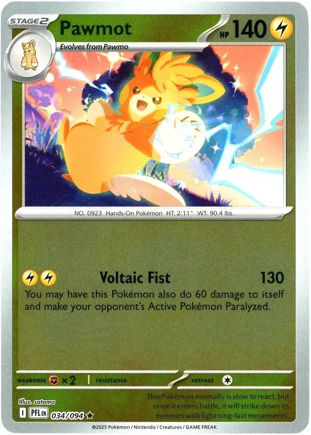 Pawmot [Reverse Holo] - Pokemon Phantasmal Flames #34