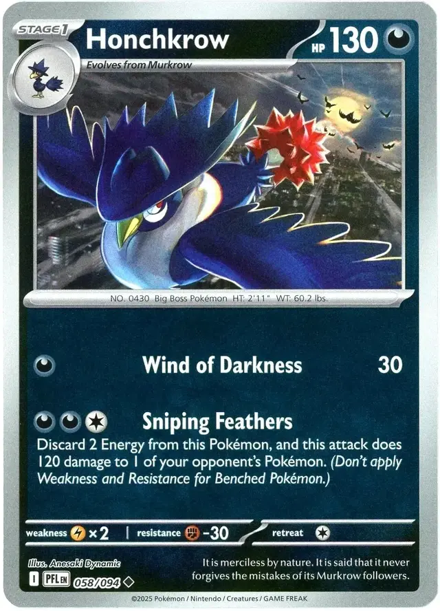 Honchkrow [Reverse Holo] - Pokemon Phantasmal Flames #58