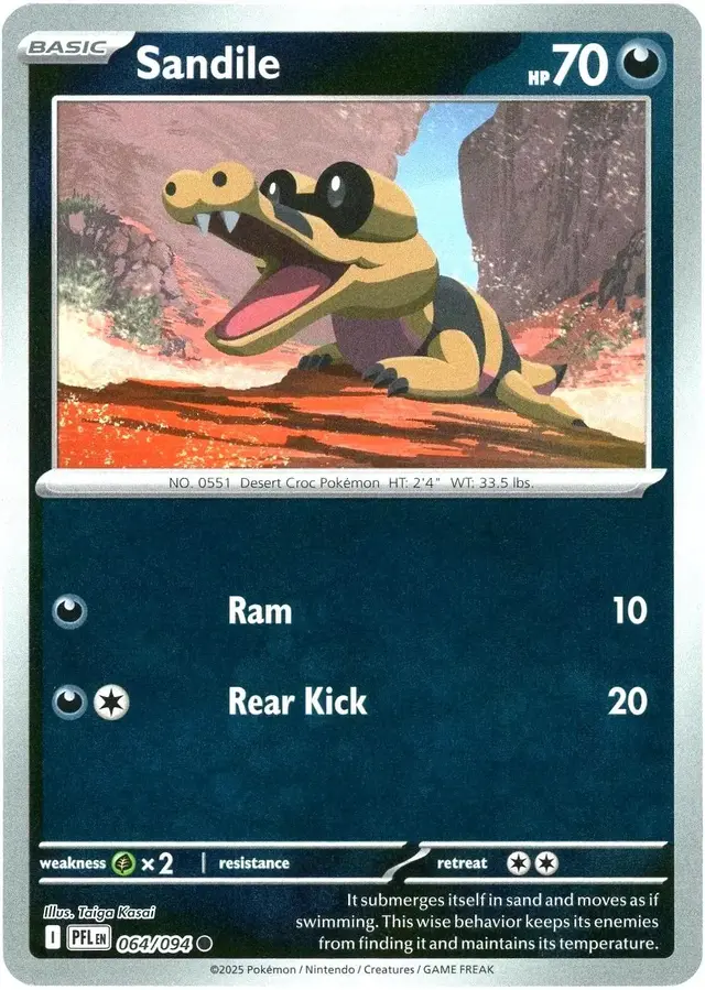 Sandile [Reverse Holo] - Pokemon Phantasmal Flames #64
