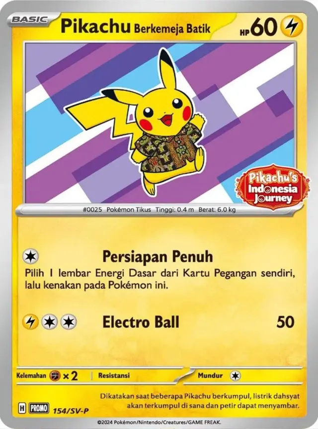 Pikachu Berkemeja Batik #154/SV-P - Pokemon Japanese SV-P Promos #154