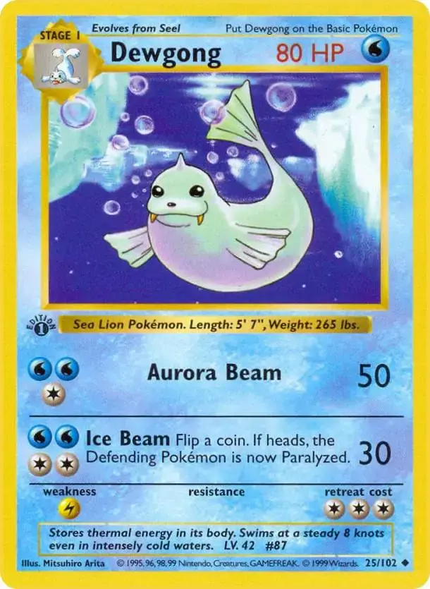 Dewgong [Shadowless] - Pokemon Base Set #25