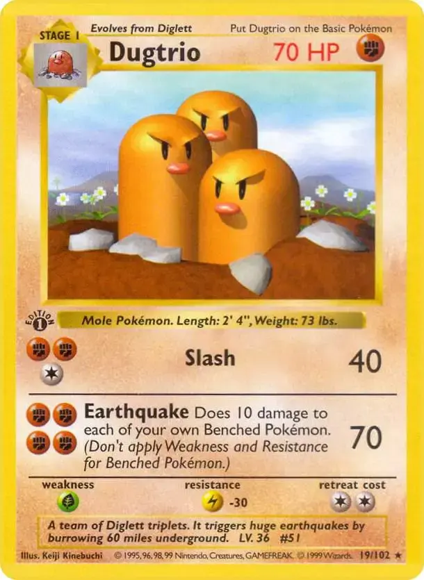 Dugtrio [Shadowless] - Pokemon Base Set #19