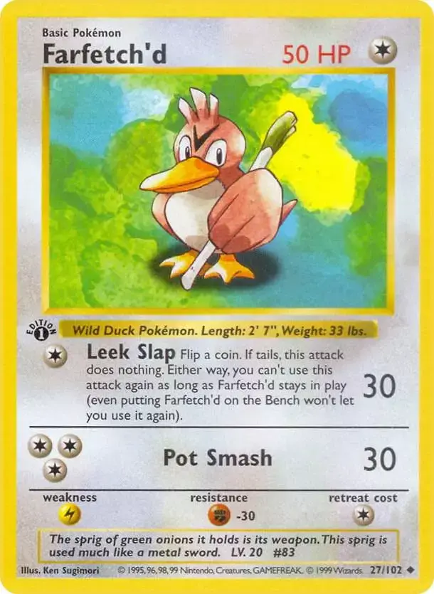 Farfetch'd [Shadowless] - Pokemon Base Set #27