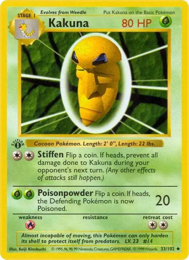 Kakuna [Shadowless] - Pokemon Base Set #33