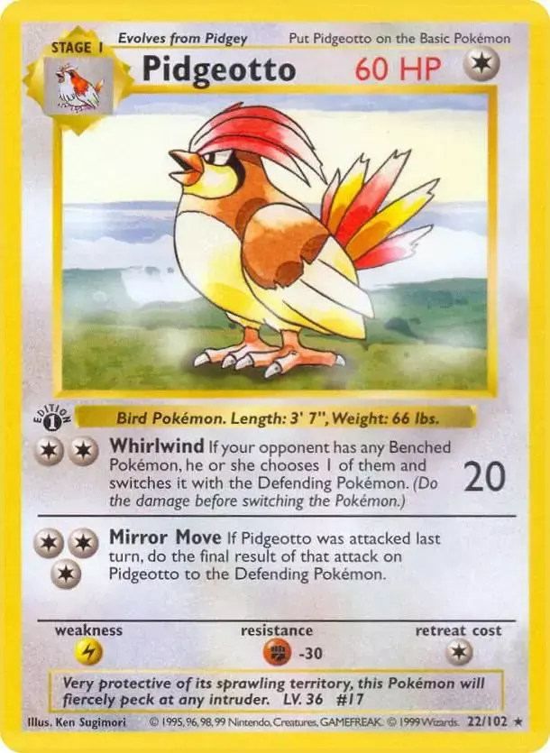 Pidgeotto [Shadowless] - Pokemon Base Set #22