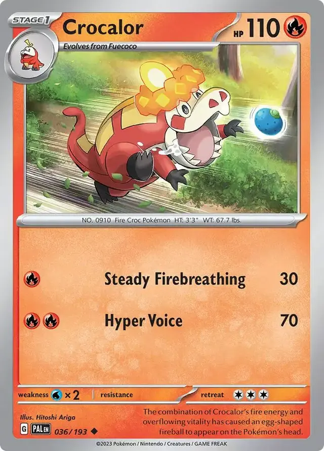 Crocalor [Reverse Holo] - Pokemon Paldea Evolved #36
