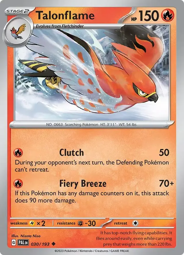 Talonflame [Reverse Holo] - Pokemon Paldea Evolved #30