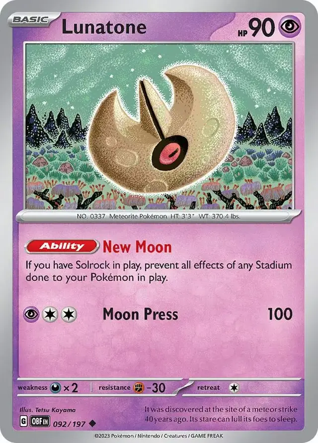 Lunatone [Reverse Holo] - Pokemon Obsidian Flames #92