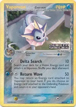 Vaporeon [Reverse Holo] - Pokemon Delta Species #18