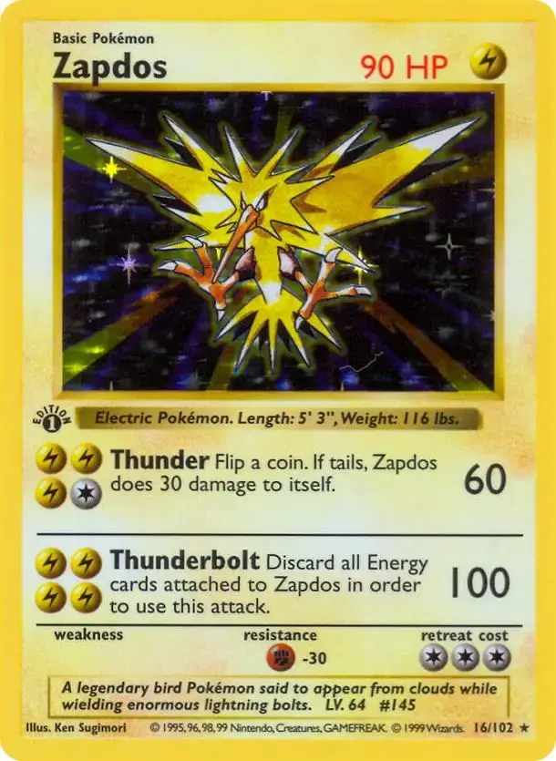 Zapdos [1st Edition] - Pokemon Base Set #16