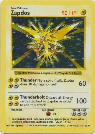Zapdos [Shadowless] - Pokemon Base Set #16