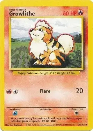 Growlithe #28 - Pokemon Base Set