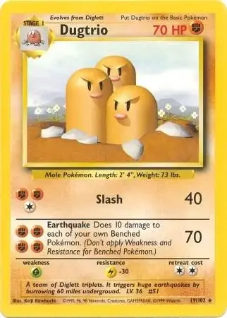 Dugtrio - Pokemon Base Set #19