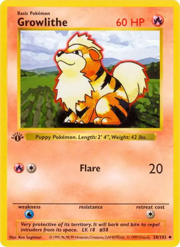 Growlithe [1st Edition] - Pokemon Base Set #28