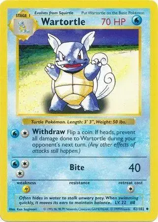 Wartortle [Shadowless] - Pokemon Base Set #42