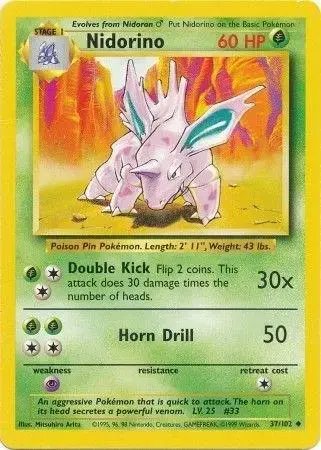 Nidorino #37 - Pokemon Base Set