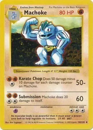 Machoke [Shadowless] - Pokemon Base Set #34