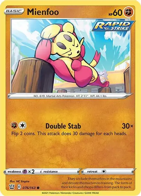 Mienfoo [Reverse Holo] - Pokemon Battle Styles #76